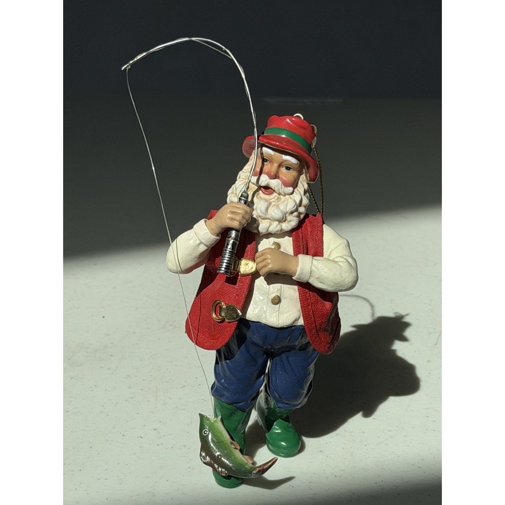 Vintage Fishing Santa Ornament 1996 "This Big!" Hallmark Keepsake Artist Ed Seal - Picture 7 of 8